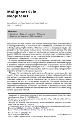 Malignant Skin Neoplasms
