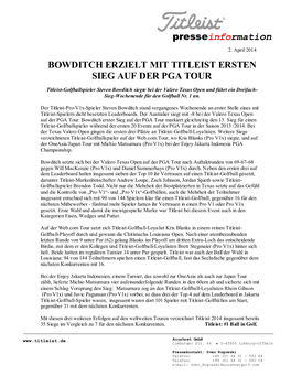 Bowditch Erzielt Mit Titleist Ersten Sieg Auf Der Pga Tour