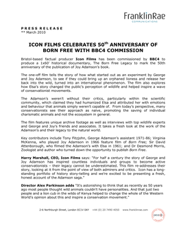 Icon Films Celebrates 50 Anniversary of Born Free