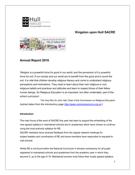 Kingston Upon Hull SACRE Annual Report 2016