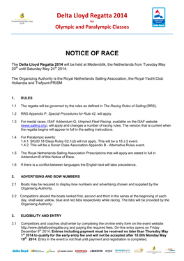 Notice of Race