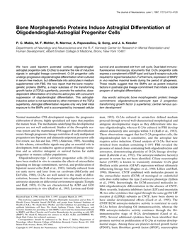 Bone Morphogenetic Proteins Induce Astroglial Differentiation of Oligodendroglial–Astroglial Progenitor Cells