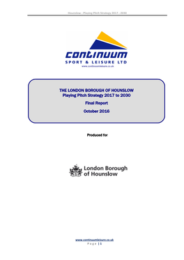 THE LONDON BOROUGH of HOUNSLOW Playing Pitch Strategy 2017 to 2030