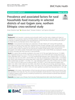 Prevalence and Associated Factors for Rural Households Food Insecurity In