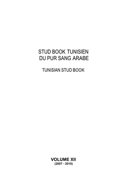 Stud Book Tunisien Du Pur Sang Arabe