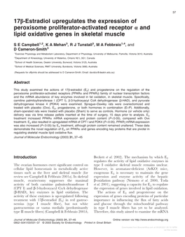 17Β-Estradiol Upregulates the Expression of Peroxisome