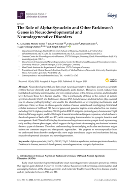 The Role of Alpha-Synuclein and Other Parkinson's Genes in Neurodevelopmental and Neurodegenerative Disorders