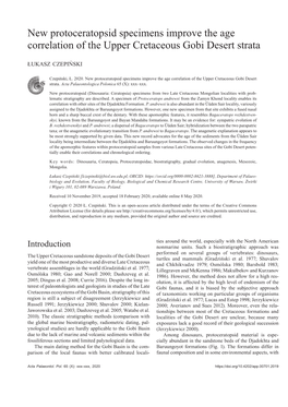 New Protoceratopsid Specimens Improve the Age Correlation of the Upper Cretaceous Gobi Desert Strata