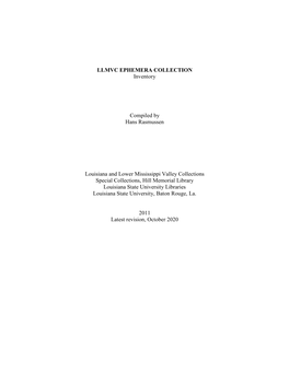 LLMVC EPHEMERA COLLECTION Inventory