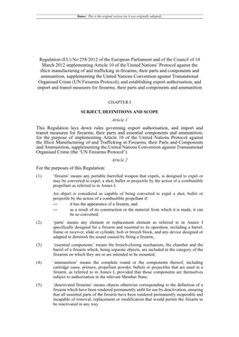 Regulation (EU) No 258/2012 of the European Parliament and of The