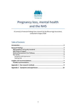 Pregnancy Loss, Mental Health and the NHS