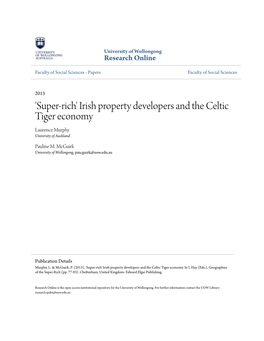 'Super-Rich' Irish Property Developers and the Celtic Tiger Economy Laurence Murphy University of Auckland