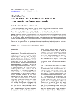 Original Article Venous Variations of the Neck and the Inferior Vena Cava: Two Cadaveric Case Reports