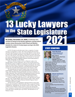 13 Lucky Lawyers in the Legislature 2021