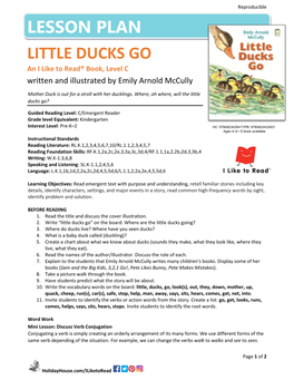 Lesson Plan Little Ducks Go