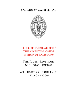 SALISBURY CATHEDRAL the Enthronement of the Seventy