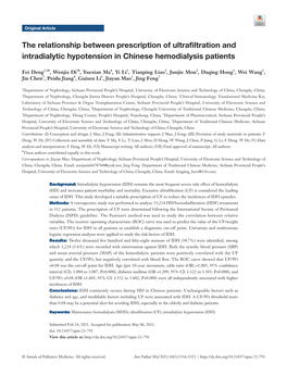 The Relationship Between Prescription of Ultrafiltration and Intradialytic Hypotension in Chinese Hemodialysis Patients