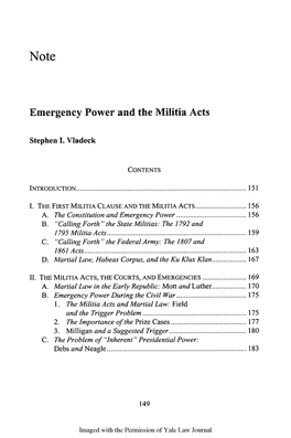 Emergency Power and the Militia Acts