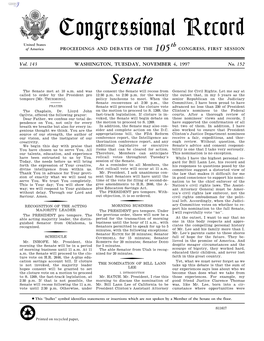 Congressional Record United States Th of America PROCEEDINGS and DEBATES of the 105 CONGRESS, FIRST SESSION