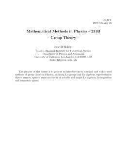 Group Theory –