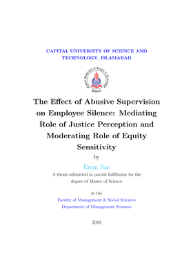 The Effect of Abusive Supervision on Employee Silence: Mediating Role