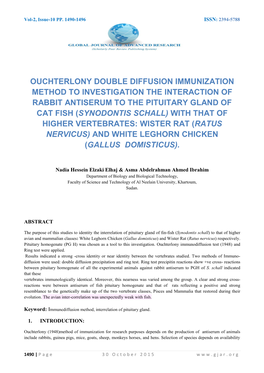 Ouchterlony Double Diffusion Immunization