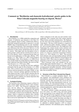 Berthierine and Chamosite Hydrothermal: Genetic Guides in the Pena˜ Colorada Magnetite-Bearing Ore Deposit, Mexico”