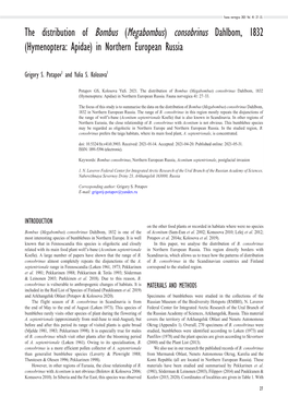 Hymenoptera: Apidae) in Northern European Russia