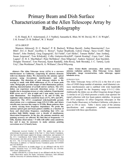 Primary Beam and Dish Surface Characterization at the Allen Telescope Array by Radio Holography