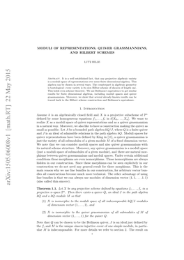 Moduli of Representations, Quiver Grassmannians, and Hilbert Schemes 3