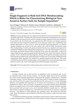 Single Fragment Or Bulk Soil DNA Metabarcoding: Which Is Better for Characterizing Biological Taxa Found in Surface Soils for Sample Separation?