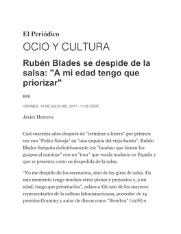 Rubén Blades Se Despide De La Salsa- 