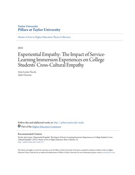 Experiential Empathy: the Impact of Service-Learning Immersion Experiences on College Students' Cross-Cultural Empathy