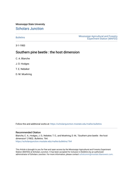 Southern Pine Beetle : the Host Dimension