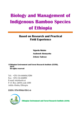 Biology and Management of Indigenous Bamboo Species of Ethiopia