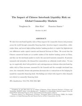 The Impact of Chinese Interbank Liquidity Risk on Global Commodity Markets