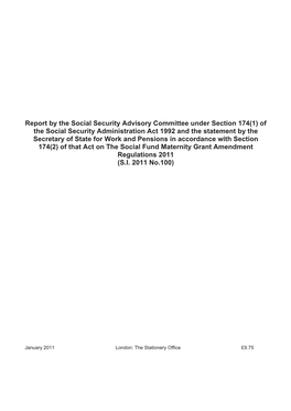 Report by the Social Security Advisory Committee Under