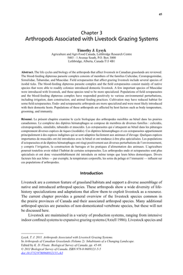 Chapter 3. Arthropods Associated with Livestock Grazing Systems