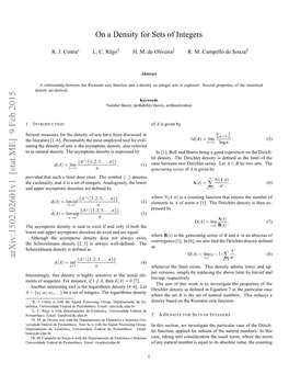 On a Density for Sets of Integers