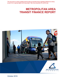 Metropolitan Area Transit Finance Report