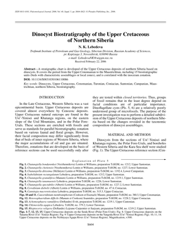 Dinocyst Biostratigraphy of the Upper Cretaceous of Northern Siberia N