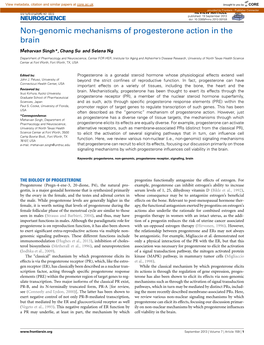 Non-Genomic Mechanisms of Progesterone Action in the Brain