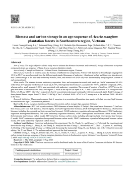 Biomass and Carbon Storage in an Age-Sequence of Acacia Mangium