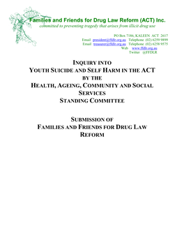 Suicide and Self Harm in the Act by the Health, Ageing, Community and Social Services Standing Committee