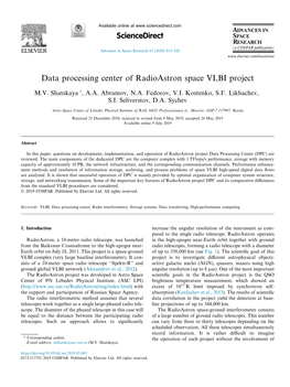 Data Processing Center of Radioastron Space VLBI Project