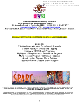 Contents: 7 Action Items We Must Do to Save LA Murals Current Reality