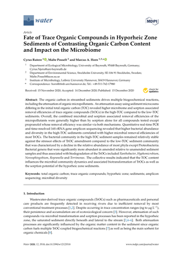 Fate of Trace Organic Compounds in Hyporheic Zone Sediments of Contrasting Organic Carbon Content and Impact on the Microbiome