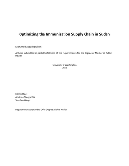 Optimizing the Immunization Supply Chain in Sudan