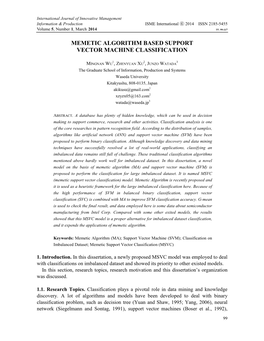 Memetic Algorithm Based Support Vector Machine Classification