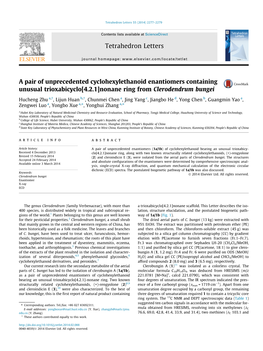 A Pair of Unprecedented Cyclohexylethanoid Enantiomers Containing Unusual Trioxabicyclo[4.2.1]Nonane Ring from Clerodendrum Bungei